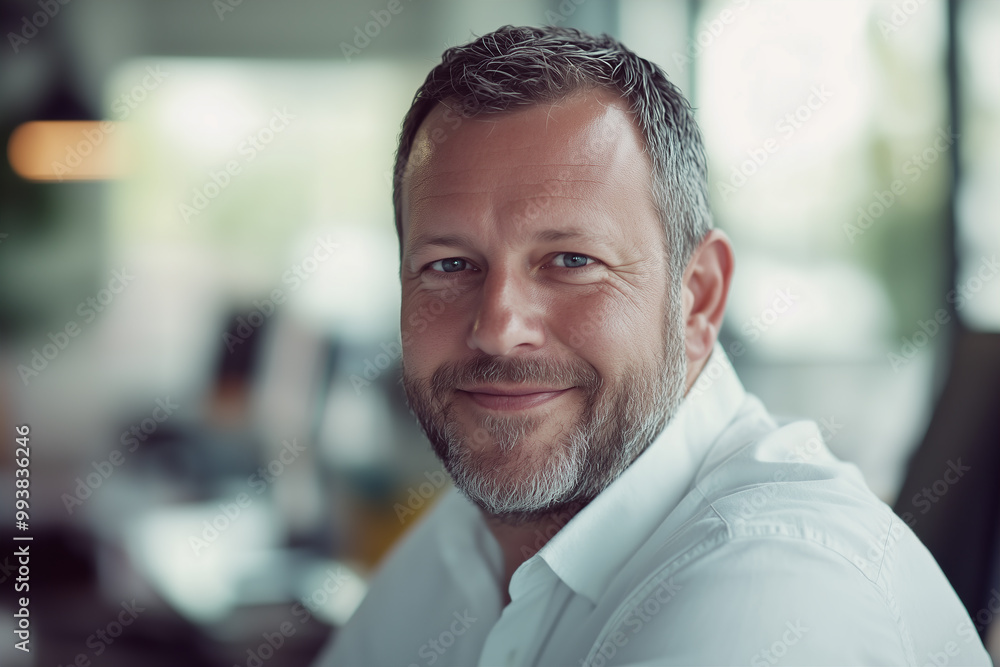 Obraz premium Portrait of a likeable and good-looking employee (A.I.-generated)