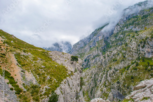 View of the fascinating variety of the mountains of the Peaks of Europe in the Parque Nacional Picos de Europa, Cabrales, Asturias, Spain, September 10, 2024