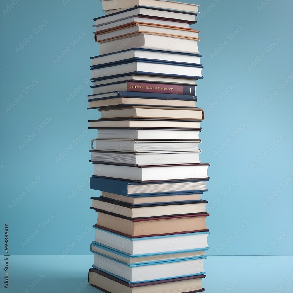 Stack of Books on Blue Background Stack of Books on Blue Background
