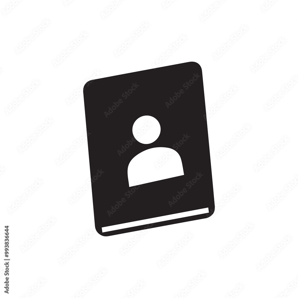 Icon of a contact book with a person silhouette on the cover. Icon of a contact book with a person silhouette on the cover.