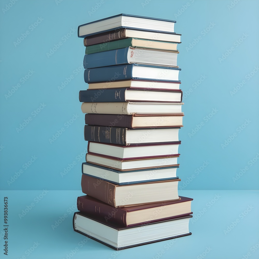 Stack of Books on Blue Background Stack of Books on Blue Background
