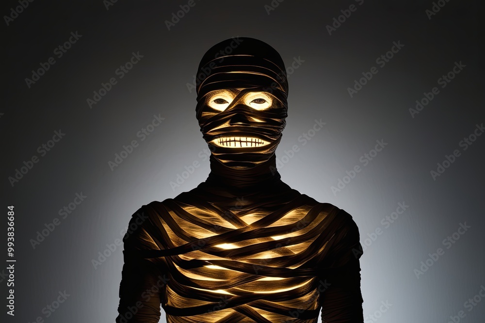 Shadowy Mummy Figure with Eerie Bare Glow Shadowy Mummy Figure with Eerie Bare Glow