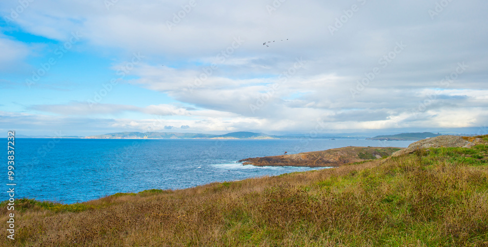 Wild shore with rocks and stones along the coast of northern Spain, Muxia, Galicia, September 12, 2024 Wild shore with rocks and stones along the coast of northern Spain, Muxia, Galicia, September 12, 2024