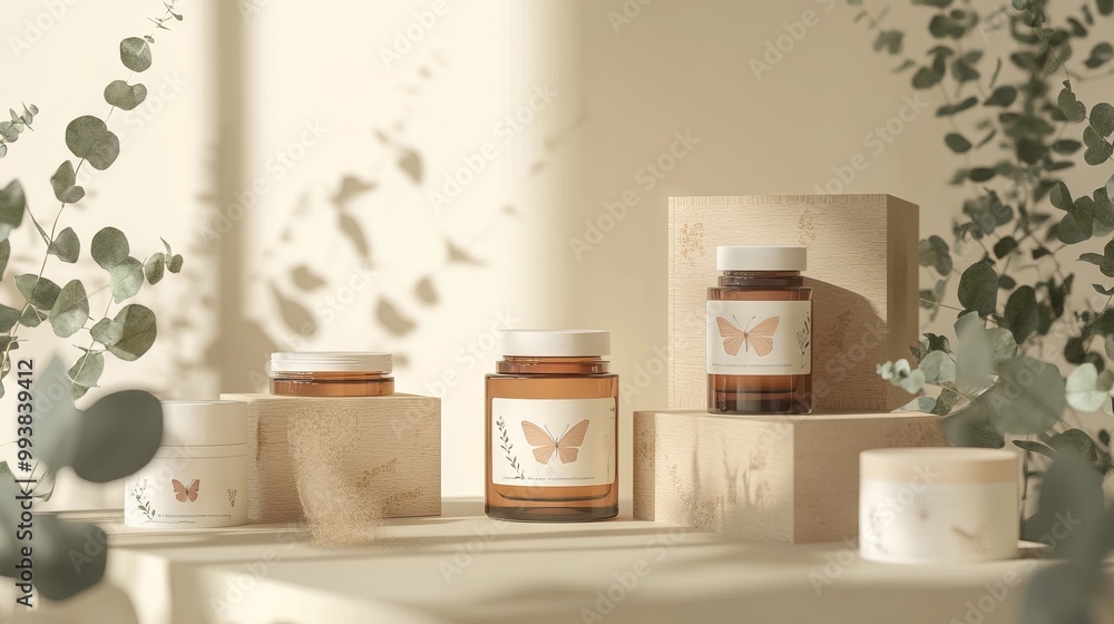 Elegant Butterfly-Inspired Cosmetic Packaging Design. AI generated illustration Elegant Butterfly-Inspired Cosmetic Packaging Design. AI generated illustration