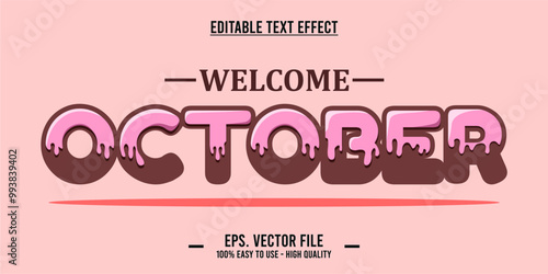 editable text effect welcome october typography