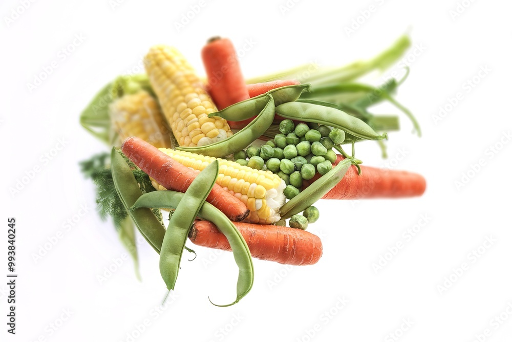 Frozen vegetables isolated on white background Frozen vegetables isolated on white background