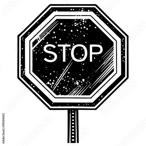 stop sign isolated on black