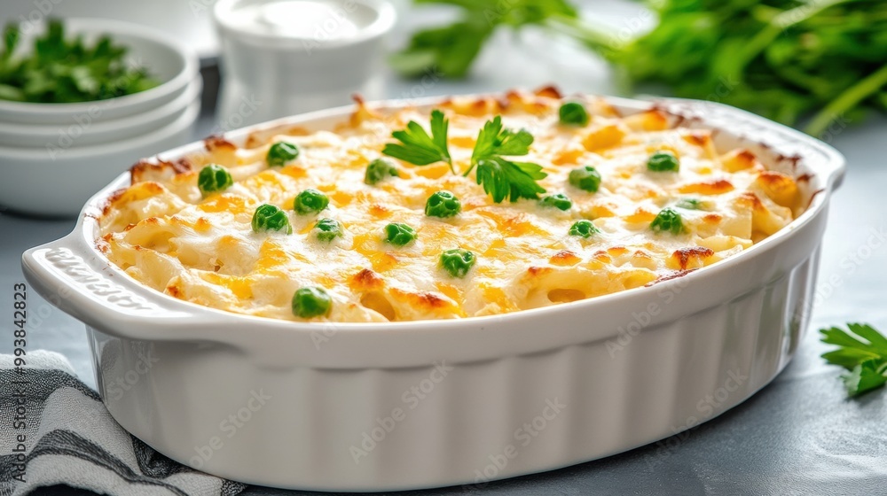 Creamy Baked Pasta with Green Peas and Cheese Creamy Baked Pasta with Green Peas and Cheese