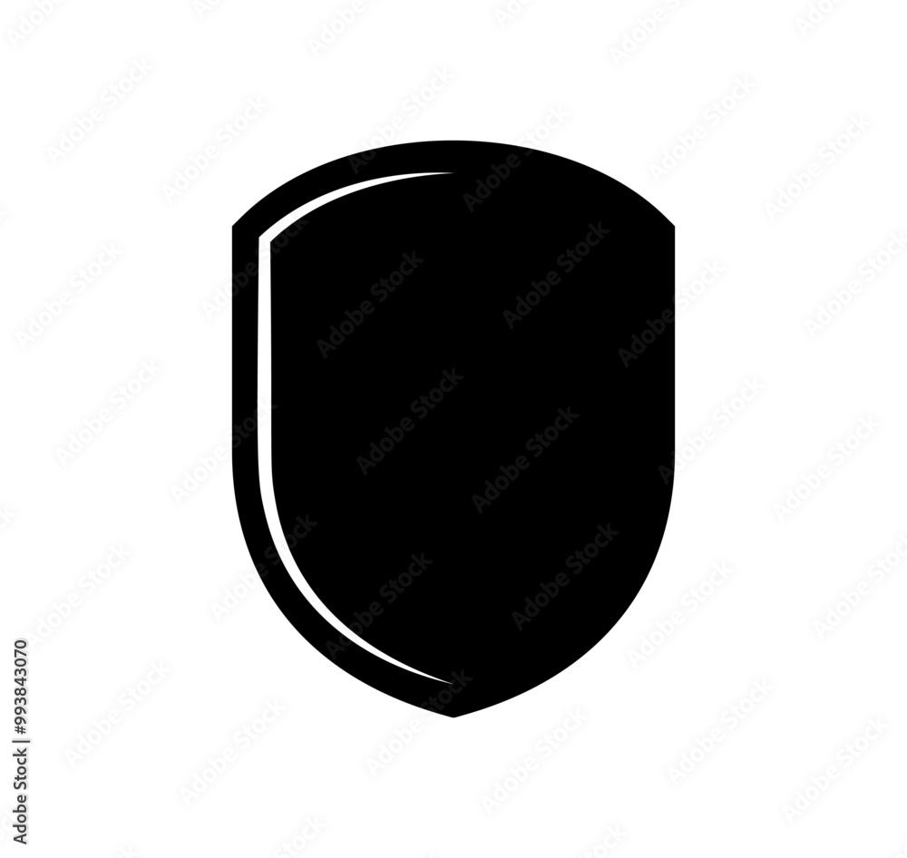 Shield logo template flat illustration, shielding icon in black and white color, security and protector symbol isolated on white background Shield logo template flat illustration, shielding icon in black and white color, security and protector symbol isolated on white background