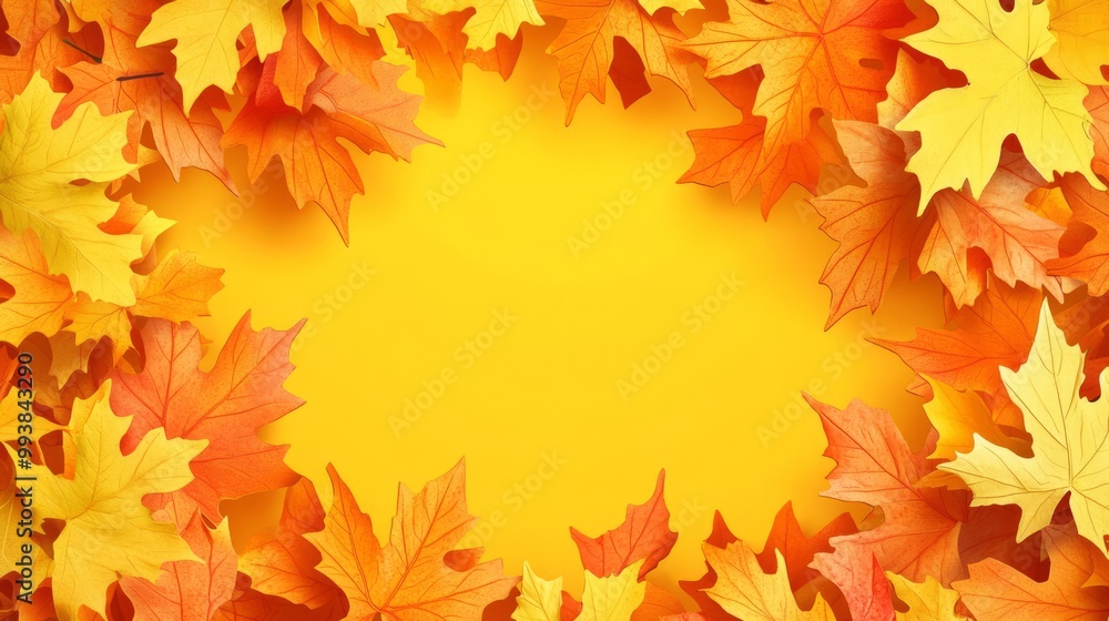 Autumn leaves frame on yellow background. Autumn leaves frame on yellow background.