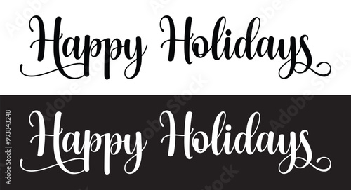Happy Holidays Handwriting Lettering Calligraphy with Gold Color, isolated on white background. Greeting Card Vector Illustration Template in eps 10.