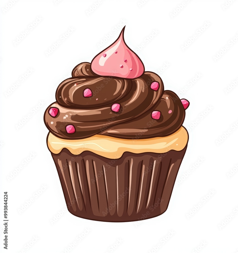 Happy Chocolate Cupcake Day vector illustration with cupcake on a white background for greeting card, poster, or banner design. chocolate day holiday Happy Chocolate Cupcake Day vector illustration with cupcake on a white background for greeting card, poster, or banner design. chocolate day holiday