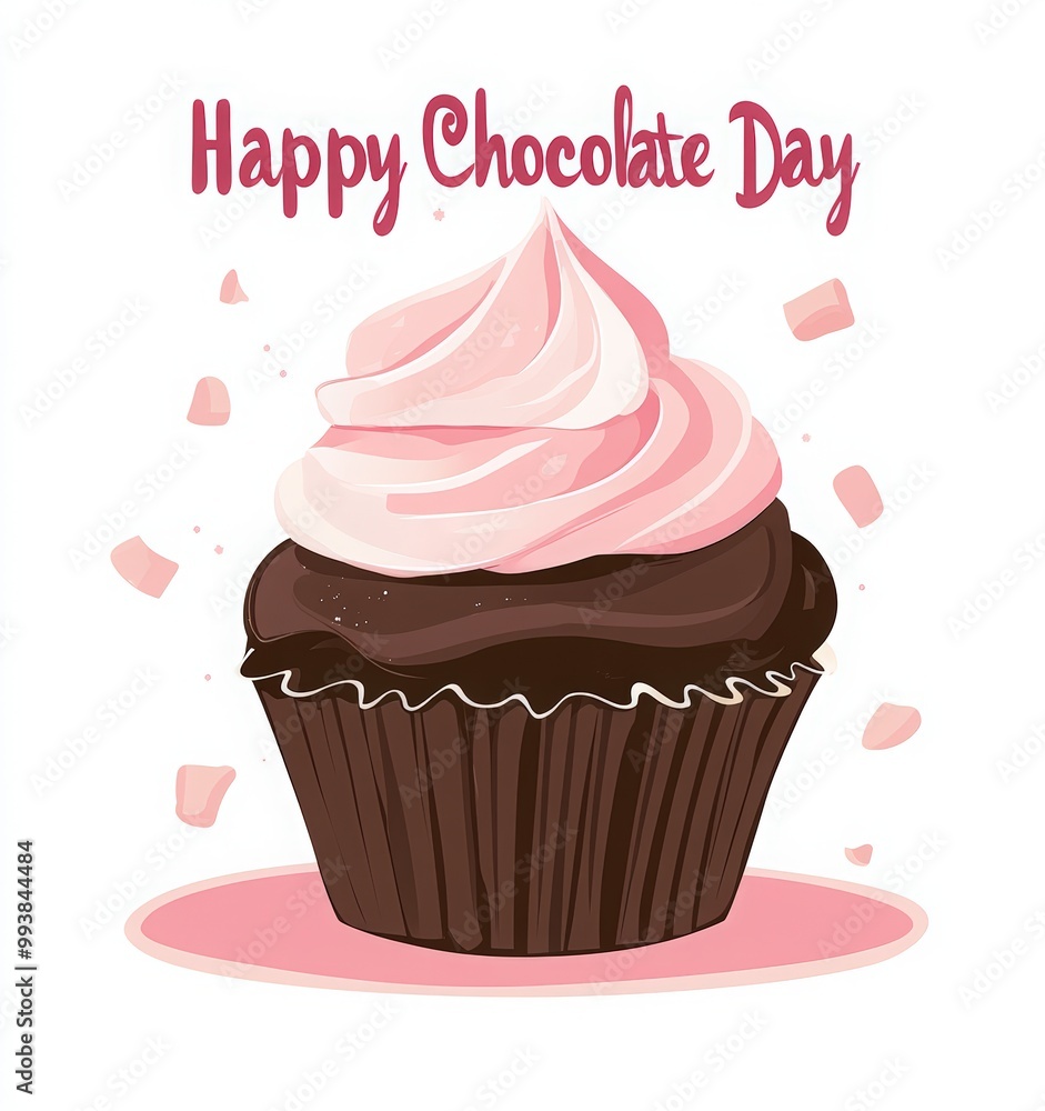 Happy Chocolate Cupcake Day vector illustration with cupcake on a white background for greeting card, poster, or banner design. chocolate day holiday Happy Chocolate Cupcake Day vector illustration with cupcake on a white background for greeting card, poster, or banner design. chocolate day holiday
