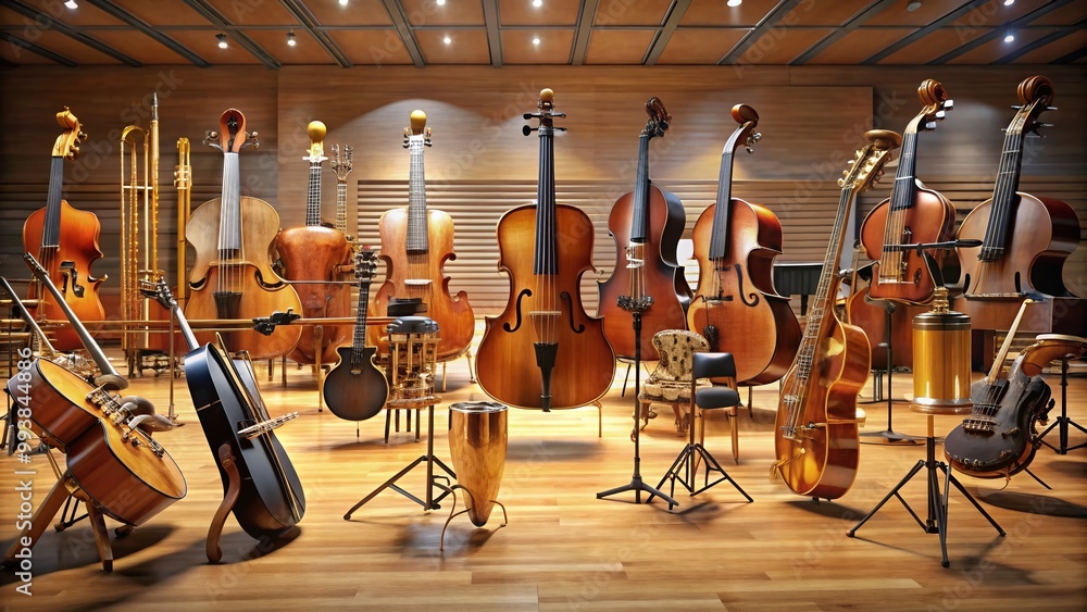 Fototapeta premium An Array of Musical Instruments Showcasing the Diversity of an Orchestra's Ensemble and Sound