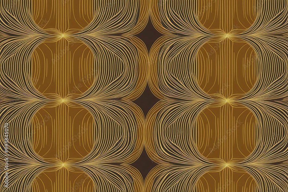 Obraz premium Luxury Islamic Ornamental Seamless Pattern with Golden Wavy Lines and Geometric Design