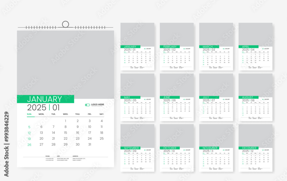 2025 wall calendar design, 12 page calendar design template 2025 wall calendar design, 12 page calendar design template