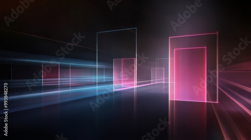 Abstract Neon Glowing Lines - Futuristic Digital Art