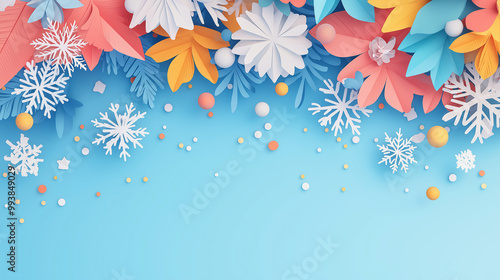 Colorful Abstract Snowflakes Bright Geometric