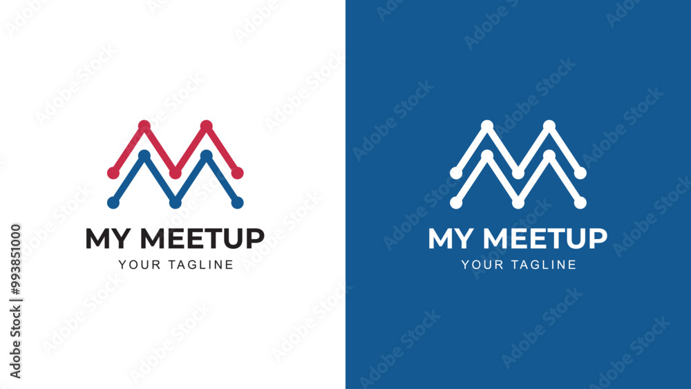 Letter M meetup tech initial logo icon design template Letter M meetup tech initial logo icon design template