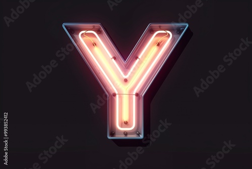 neon light letter Y on black background