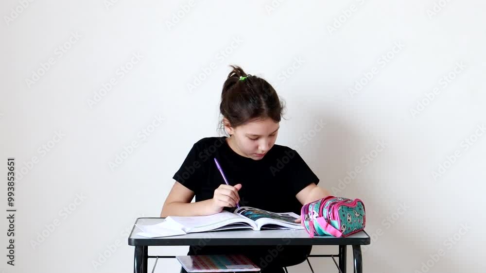 garota estudante me carteira escolar