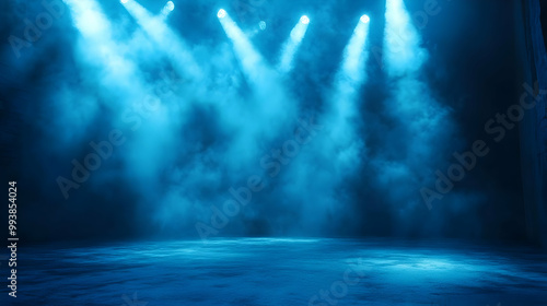 Wallpaper Mural Abstract Blue Light Background with Smoke and Concrete Floor Torontodigital.ca