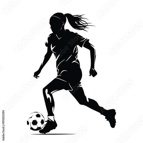 Soccer girl player silhouette vector