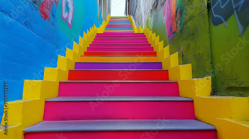 Colorful Staircase Illustration