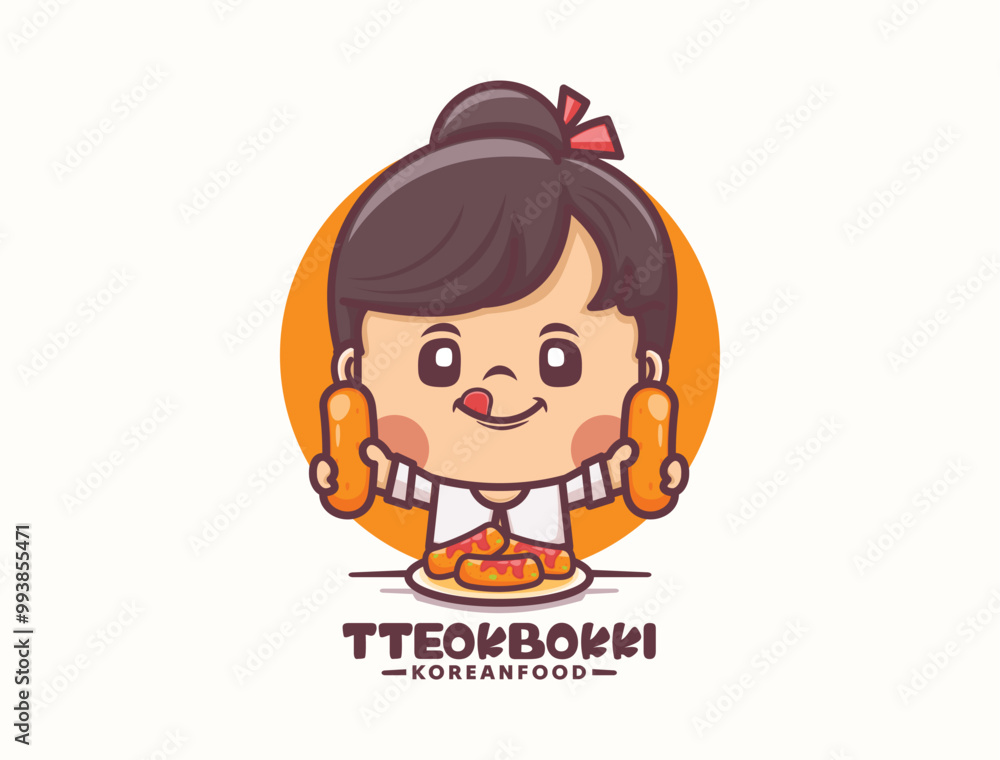 female cartoon mascot design with korean dish tteokbokki female cartoon mascot design with korean dish tteokbokki