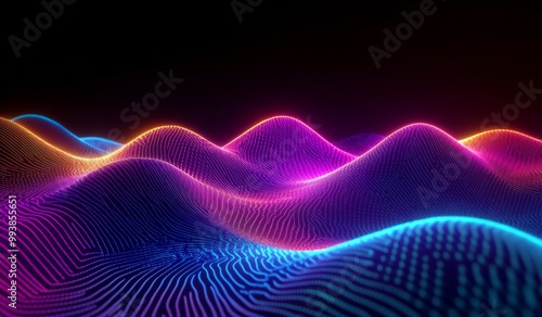 Abstract Neon Waves: Futuristic Digital Art