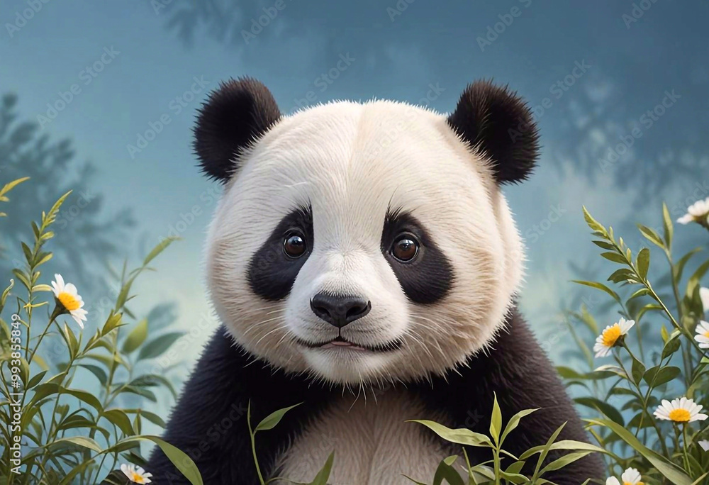 Obraz premium Panda bear close up on nature background