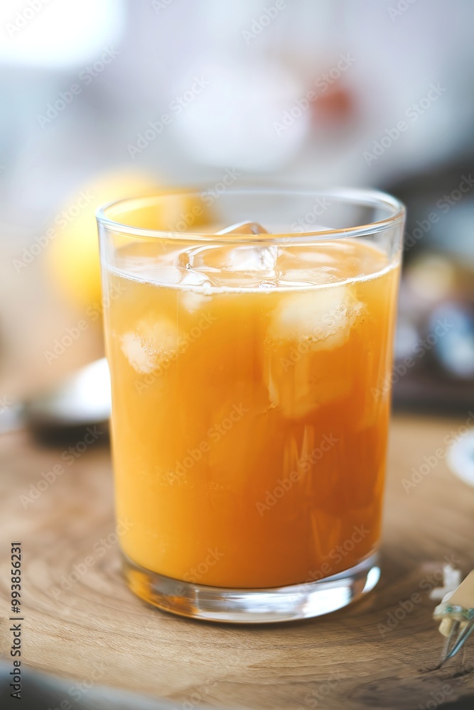 Glass of orange juice with ice Glass of orange juice with ice