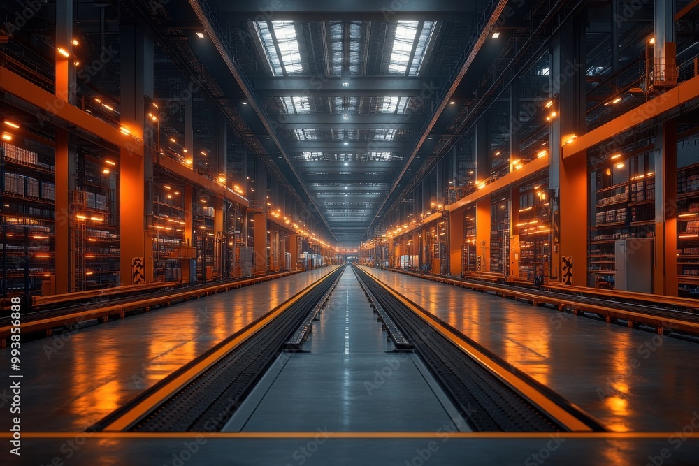 Industrial Factory Interior with Automated Conveyor System Industrial Factory Interior with Automated Conveyor System