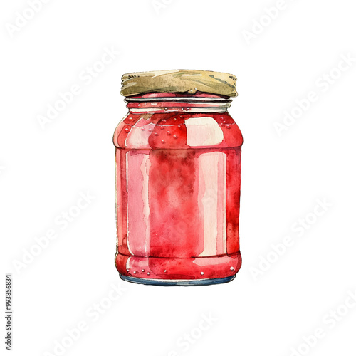 jam in jar vector illustration in watercolor style