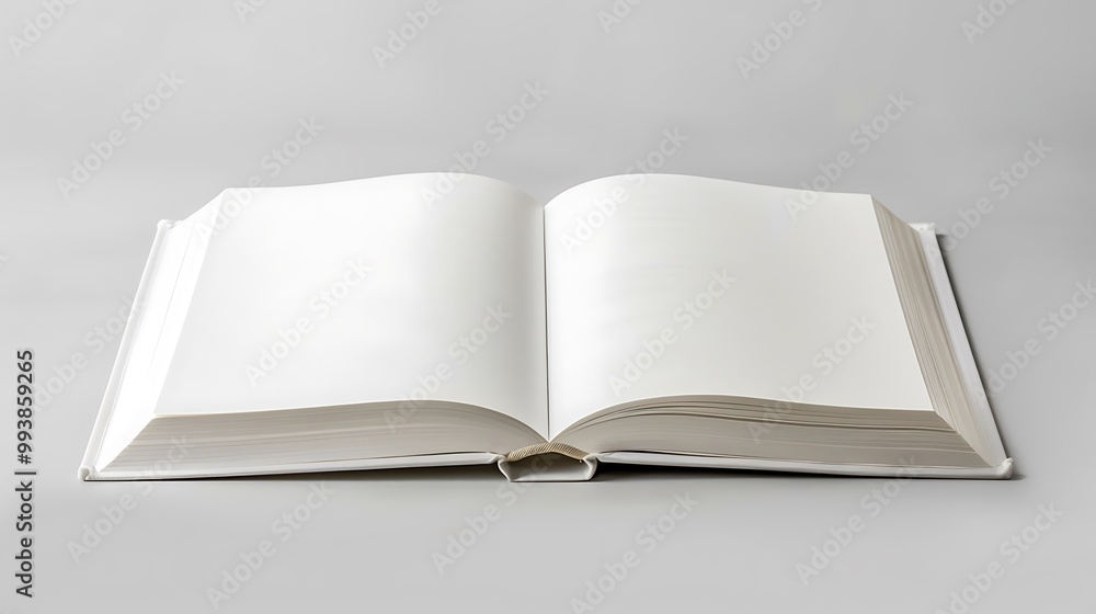 Fototapeta premium Blank open book on a marble background