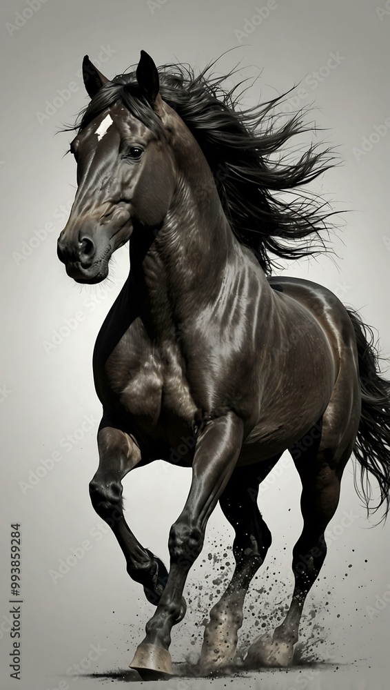 Galloping horse line art with a flowing mane. Galloping horse line art with a flowing mane.