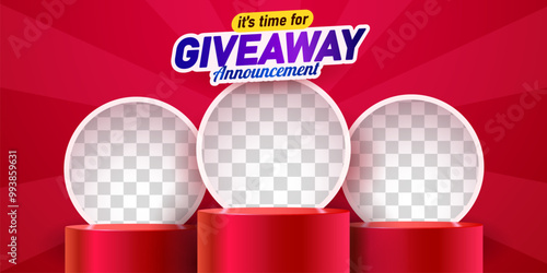 Giveaway winner announcement social media post template. Giveaway winner announcement with three winners.