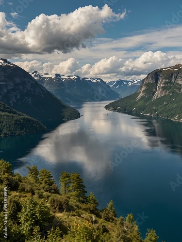 Geirangerfjord in Norway from the Ørnesvingen viewpoint.