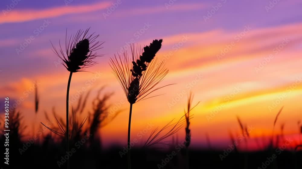 Silhouetted Grass Against a Vibrant Sunset Silhouetted Grass Against a Vibrant Sunset
