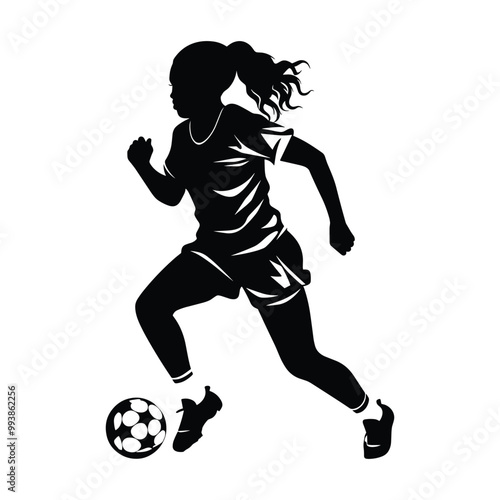Soccer girl player silhouette vector