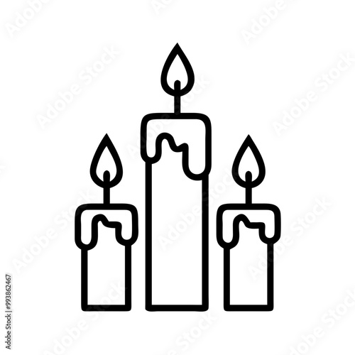 Candles icon on transparent background for church prayer and burial services with simple design
