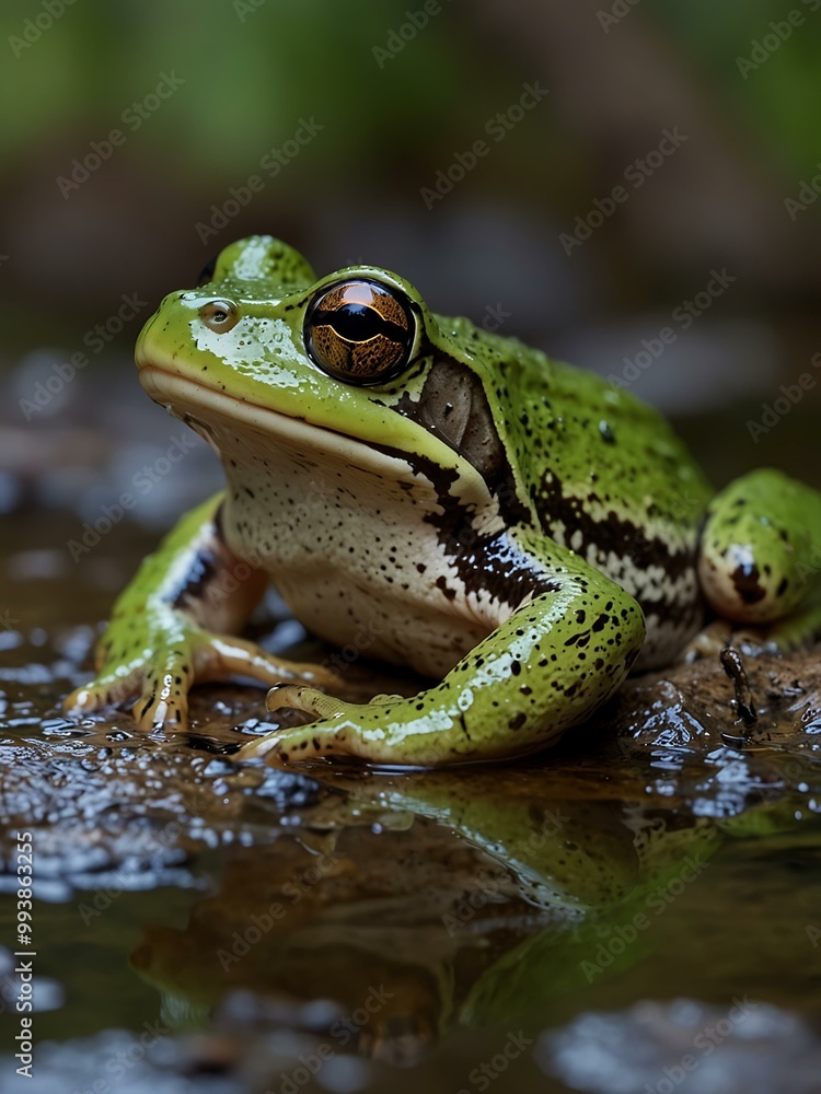 Green frog (Lithobates clamitans) in a Wisconsin conservation area. Green frog (Lithobates clamitans) in a Wisconsin conservation area.