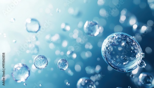 Wallpaper Mural Water bubbles on blue background Torontodigital.ca