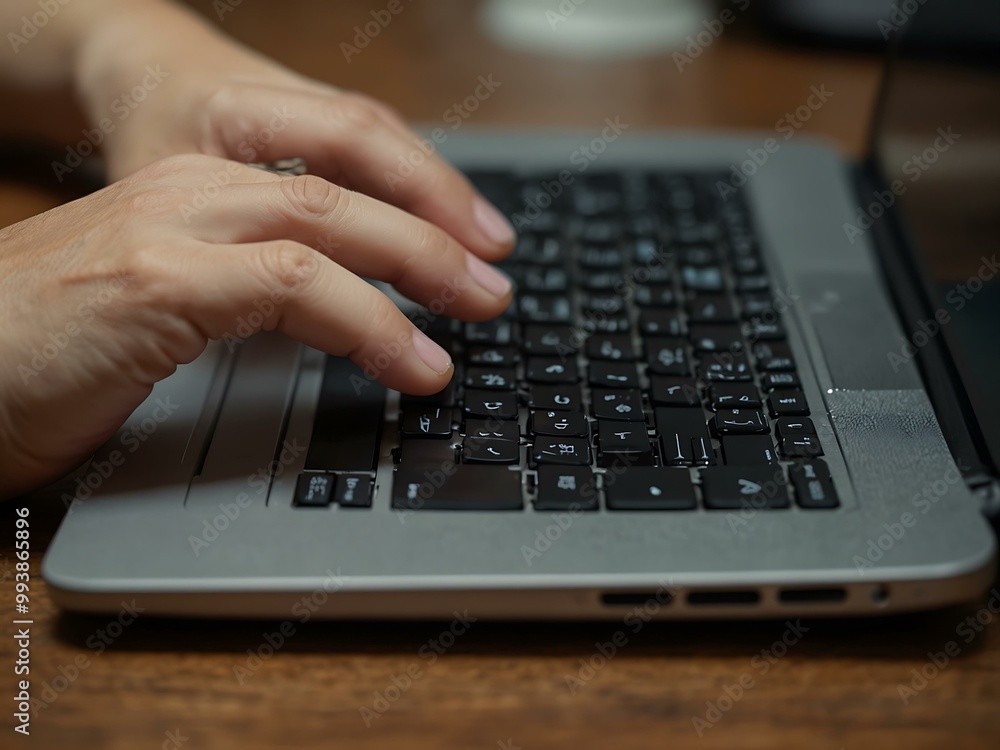 Hands using a laptop. Hands using a laptop.