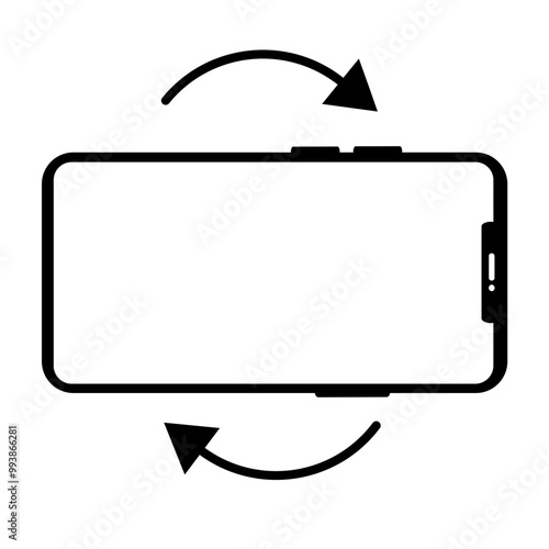 rotate your phone from horizontal to vertical icon .  smart phone black vector icon 
