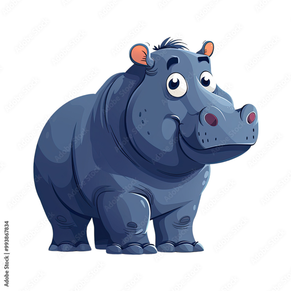 Minimal flat vector illustration of a hippo, side view, white background. Minimal flat vector illustration of a hippo, side view, white background.