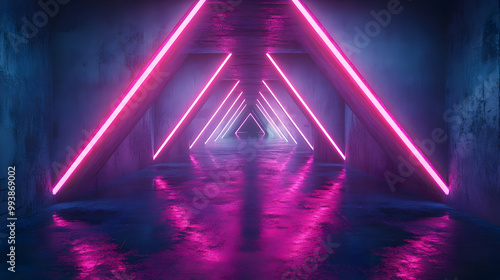 Neon Lights Abstract 3D Background - Pink and Blue Glow