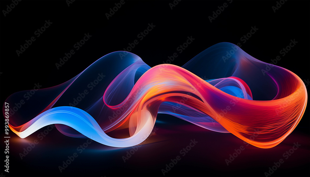 Obraz premium Abstract Light Painting with Dynamic Continuous Lines