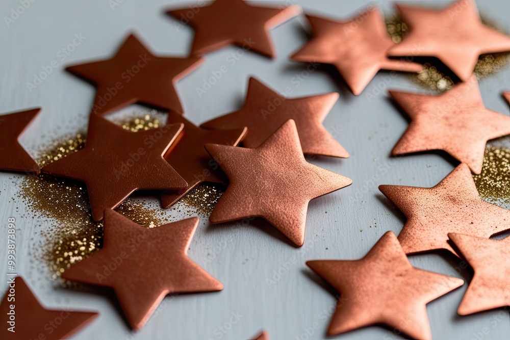 Rustic Matte Copper Star Confetti with Glittering Warm Accents Rustic Matte Copper Star Confetti with Glittering Warm Accents
