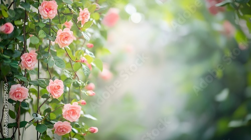 Vibrant Pink Rose Blossoms in Lush Green Garden Landscape